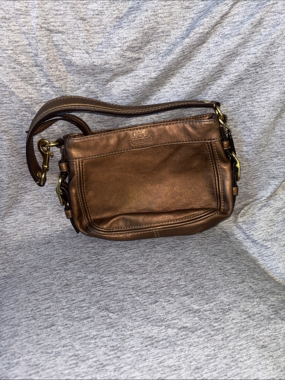 2008 Coach Mini Zoe Bronze Metallic Leather Hobo with Gold Hardware